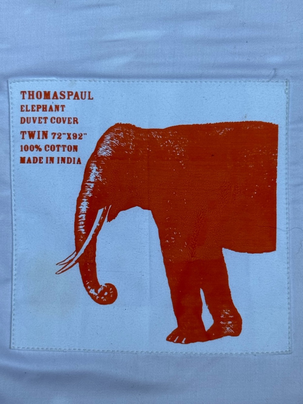 Thomas Paul - Elephant Twin Duvet Cover - Orange on White